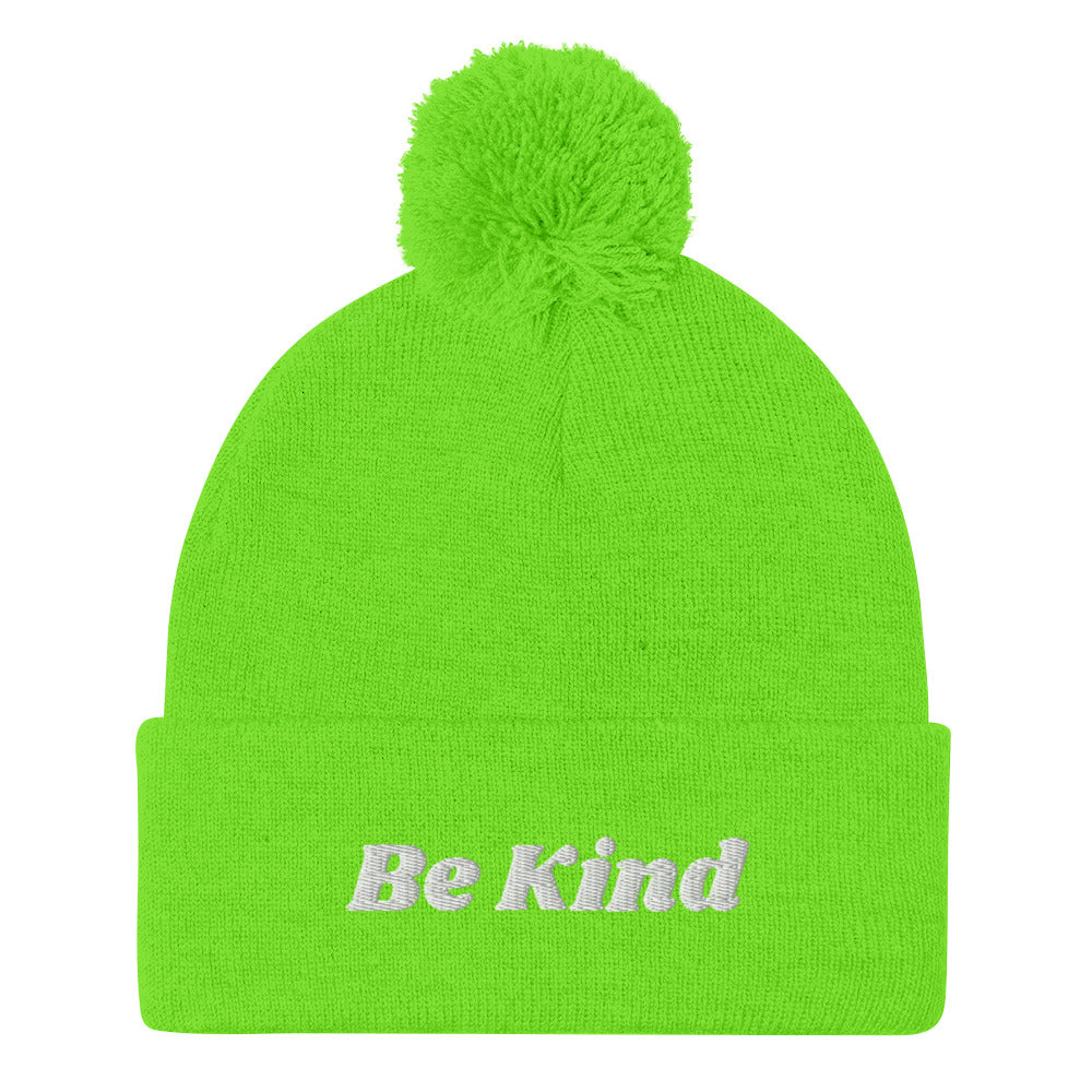 Be Kind Pom-Pom Beanie - Gift Hat Winter Weather Hat Cold Beanie Christmas